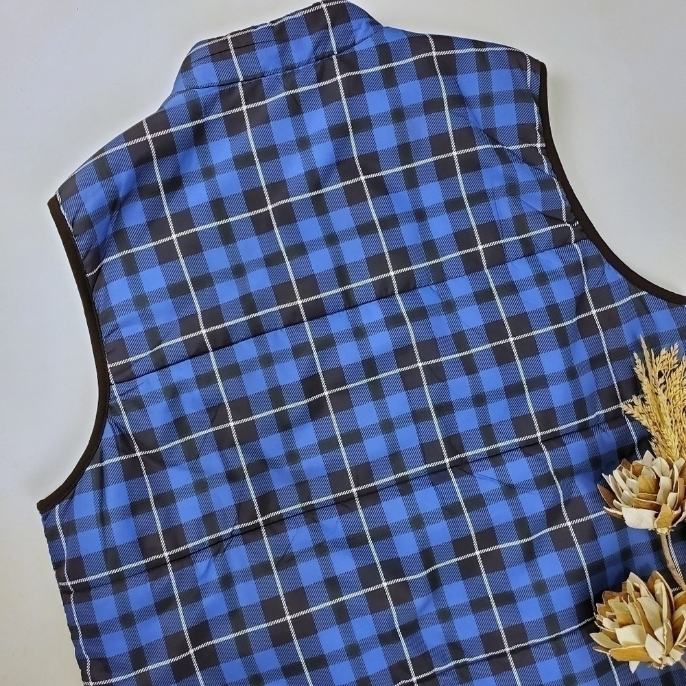 RALPH LAUREN Chaps Men's L Blue Plaid Puffer Vest - Picture 2 of 11